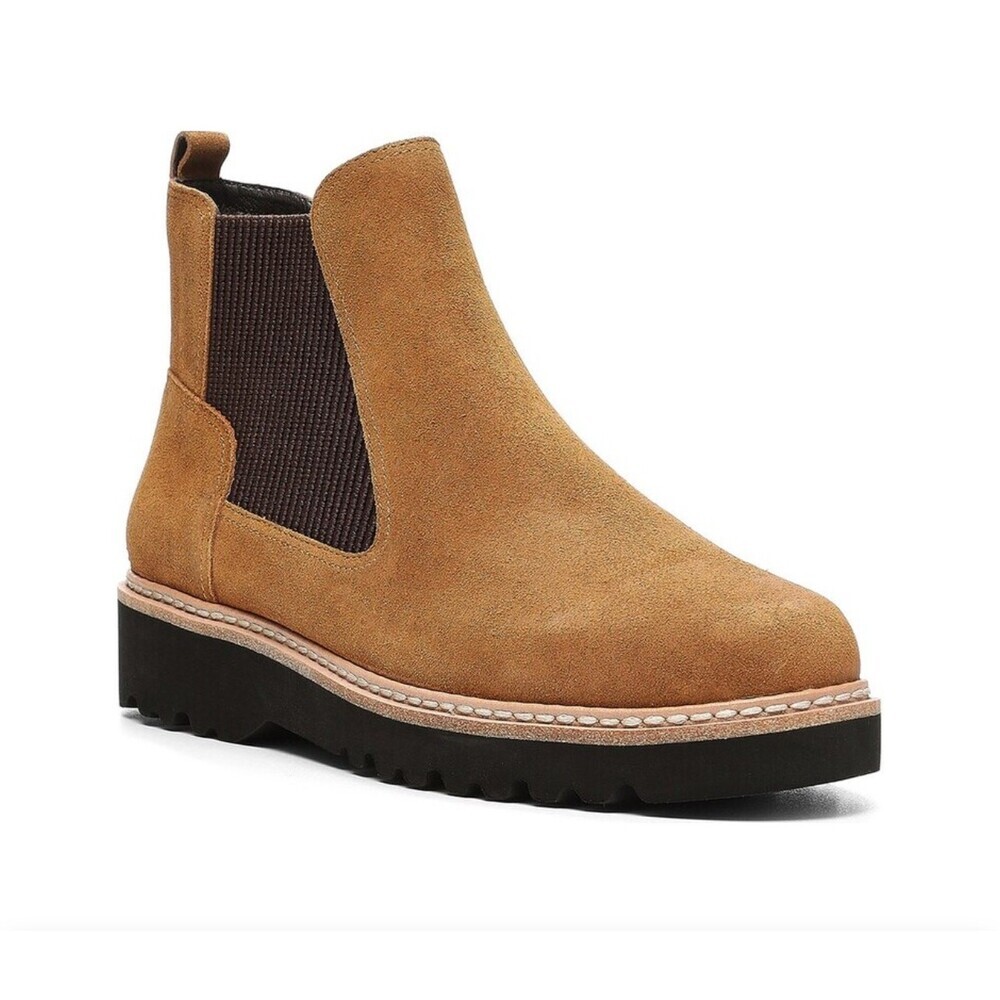 Donald J Pliner Carsyn Suede Bootie elastic ankle brushed suede tan SZ 7.5